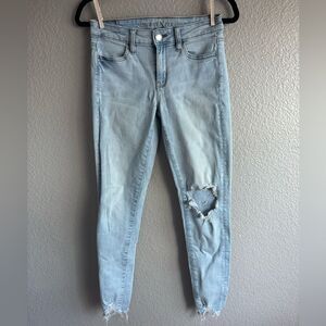 American Eagle Outfitters Light Blue Ripped Skinny Jeans